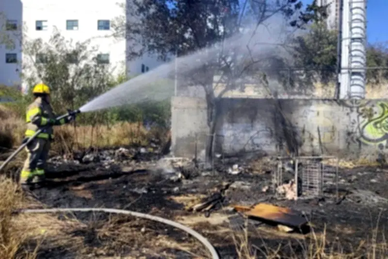 Alerta por incendio en baldío del centro de Monterrey: bomberos controlan las llamas