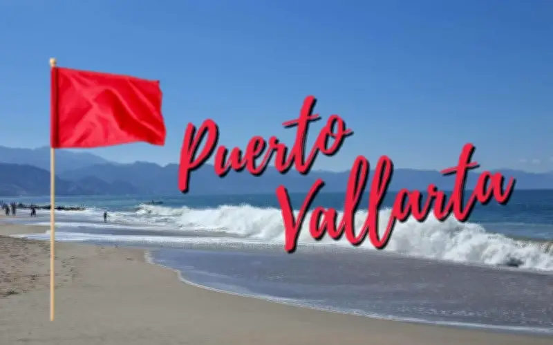 Bandera Roja en Tres Playas de Puerto Vallarta: Prohibido el Ingreso al Mar
