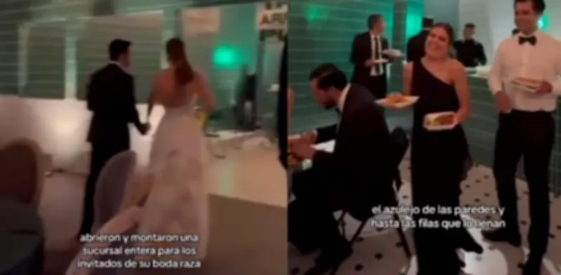 Boda en Monterrey sorprende con réplica completa de taquería en salón de fiestas