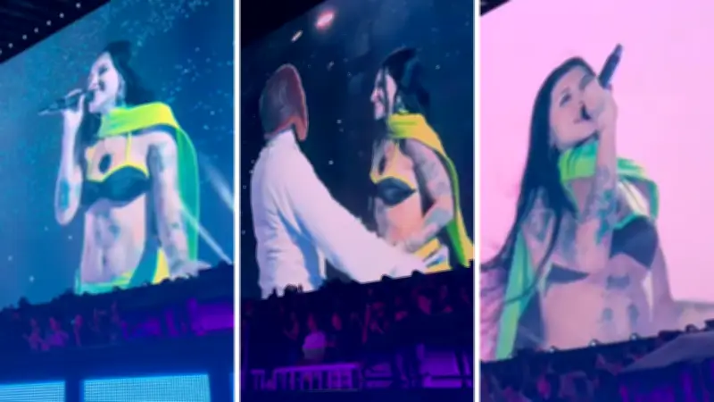 Cazzu sorprende en concierto de Bad Bunny cantando 'Con Otra', canción vinculada a Ángela Aguilar