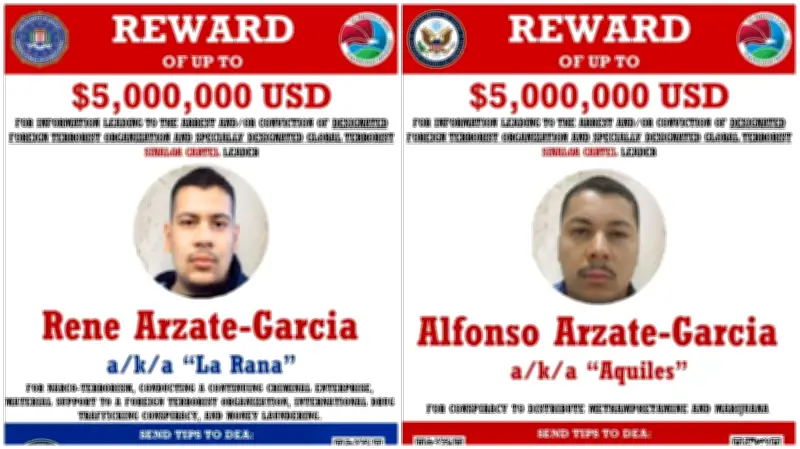 EU ofrece 10 mdd por 'La Rana' y 'Aquiles', capos del Cártel de Sinaloa en Tijuana
