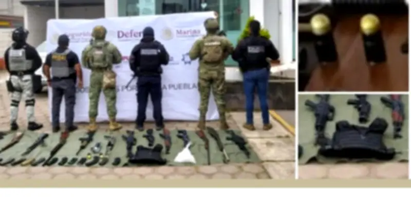 Fiscalía de Puebla asegura arsenal y drogas en casa de seguridad de “El Bukanas”