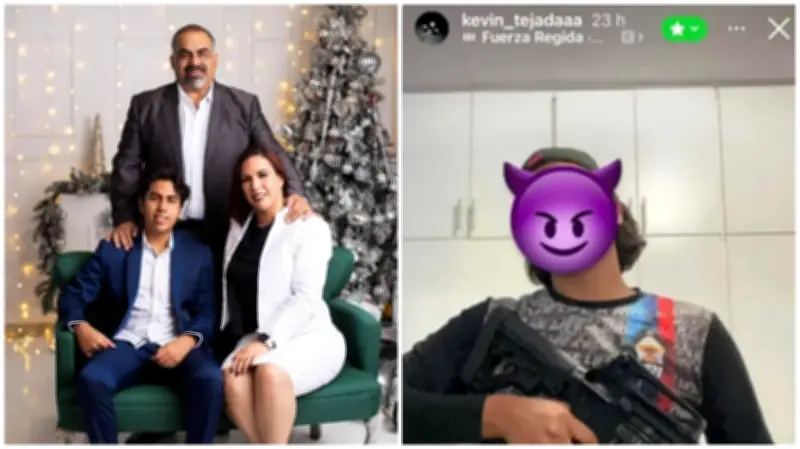 Hijo de funcionarios morenistas en Oaxaca exhibe lujos y arma exclusiva del Ejército