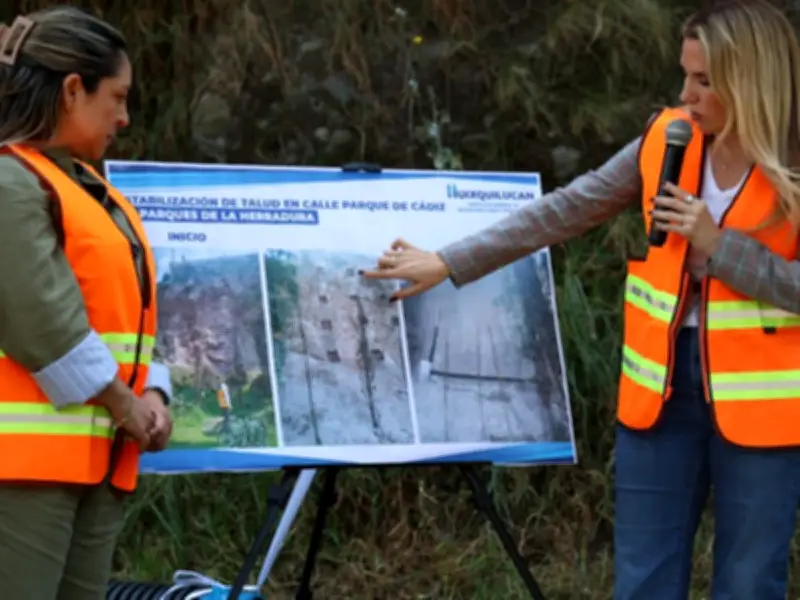Huixquilucan entrega séptimo talud estabilizado en Parques de la Herradura