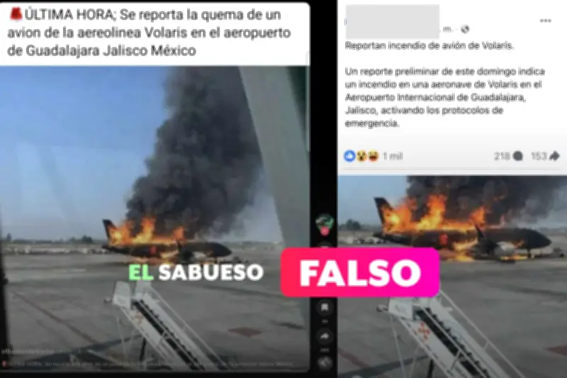Imagen falsa de avión en llamas circula tras abatimiento del Mencho en Jalisco