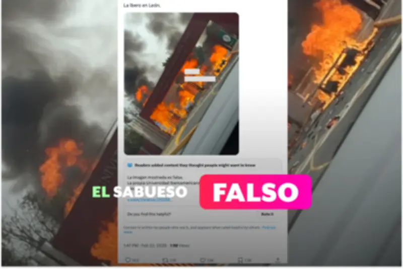 Imagen falsa de Ibero León incendiada se viraliza tras abatimiento de 'El Mencho'