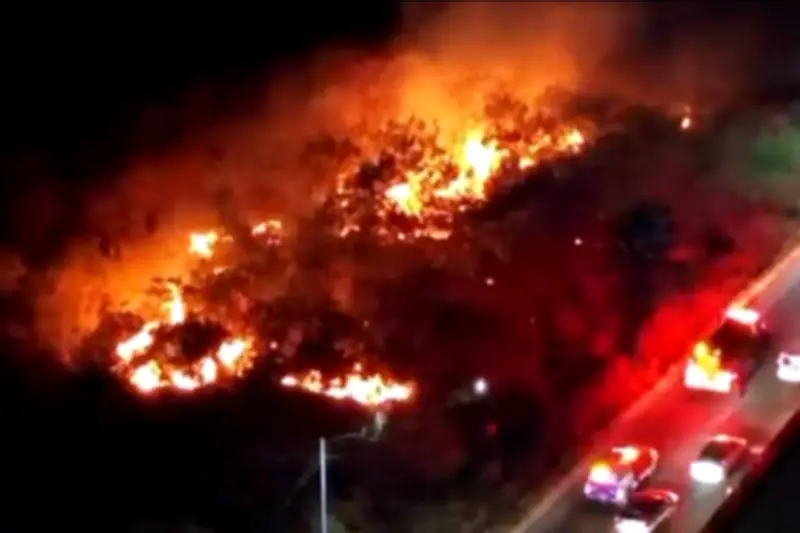 Incendio de maleza en el Río Santa Catarina provoca emergencia ambiental