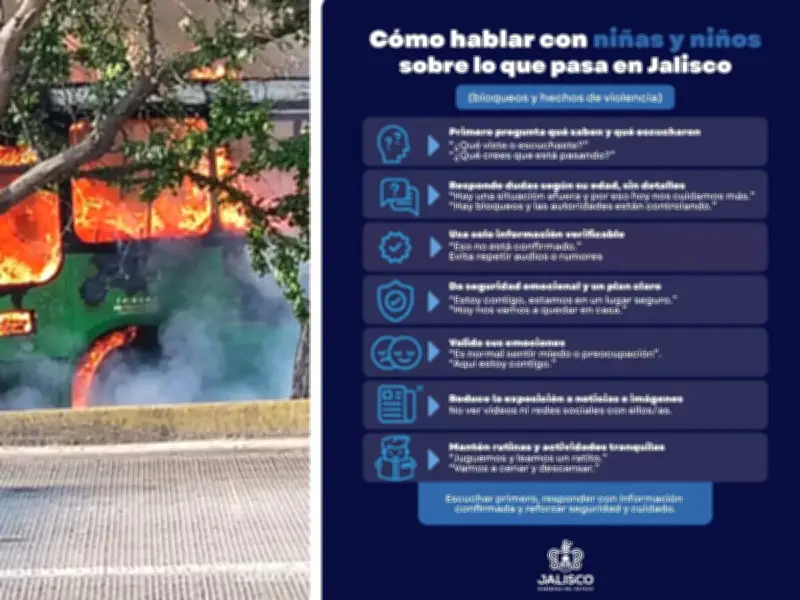 Jalisco emite guía para hablar con niños sobre narcobloqueos y violencia