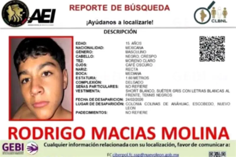 Localizan a uno de los adolescentes desaparecidos en Nuevo León tras intensa búsqueda