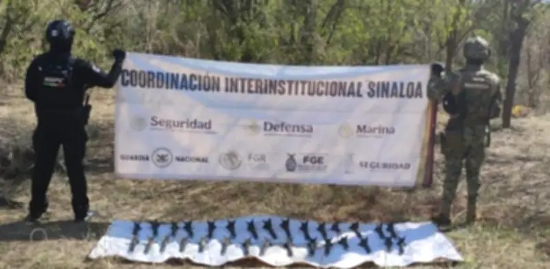 Marina y SSPC aseguran 30 explosivos artesanales en Concordia, Sinaloa