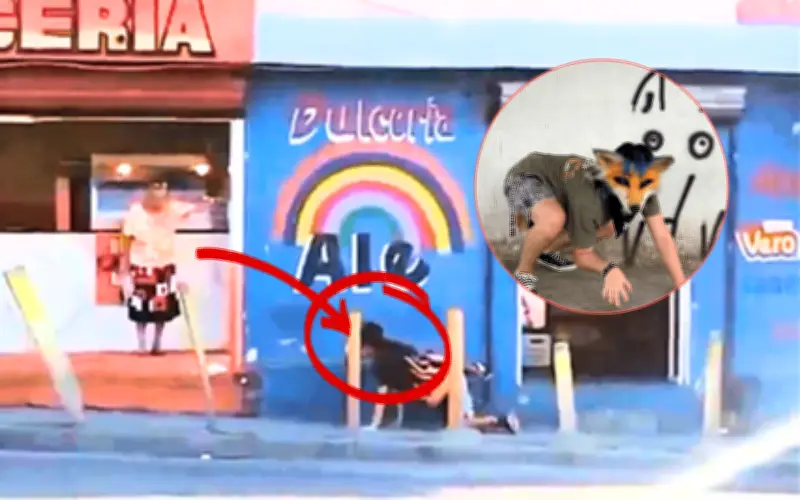 Mujer arroja cubetazo de agua a 'therian' que simulaba orinar frente a su negocio en Veracruz