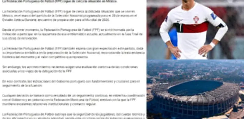 Portugal pone condición de seguridad para no cancelar amistoso contra México en el Azteca