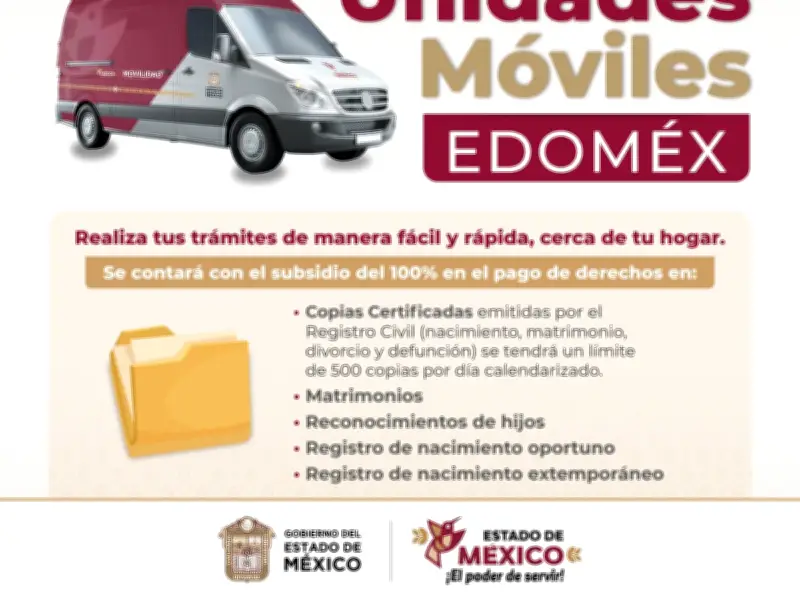 Unidades Móviles del EDOMEX Llegarán a Naucalpan para Trámites del Registro Civil