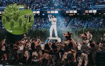 Fan mexicano revela cómo se convirtió en arbusto en el show de Bad Bunny en el Super Bowl