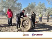 Ecatepec realiza limpieza de barrancas en Santa María Chiconautla para prevenir inundaciones