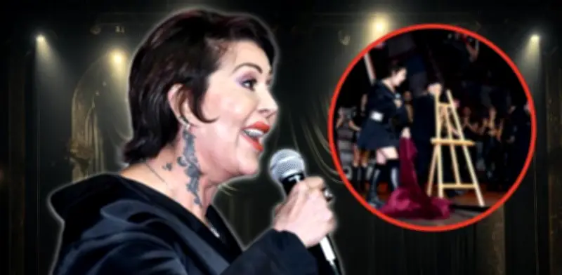 Alejandra Guzmán provoca risas al tirar placa en aniversario de musical Malinche