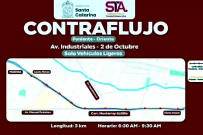 Autoridades Activarán Contraflujo en Santa Catarina para Aliviar Congestión Vial