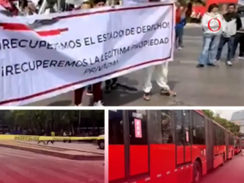 Bloqueos en Insurgentes paralizan Metrobús por protestas laborales y sociales