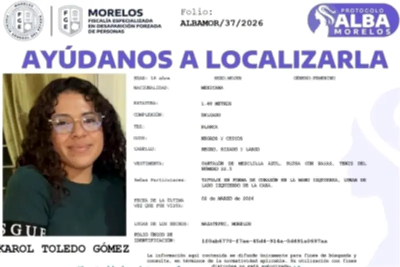 Desaparece Karol, otra estudiante de la UAEM en Morelos; suman tres casos en un mes