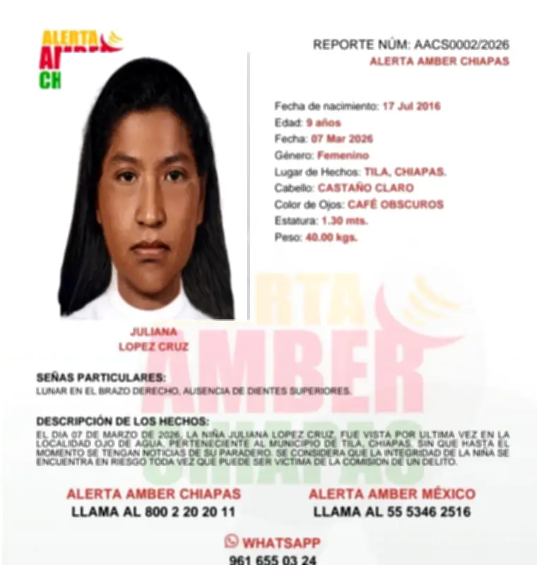 Desaparición de niña chol enciende alertas en Chiapas; suman 23 menores desaparecidos en dos meses