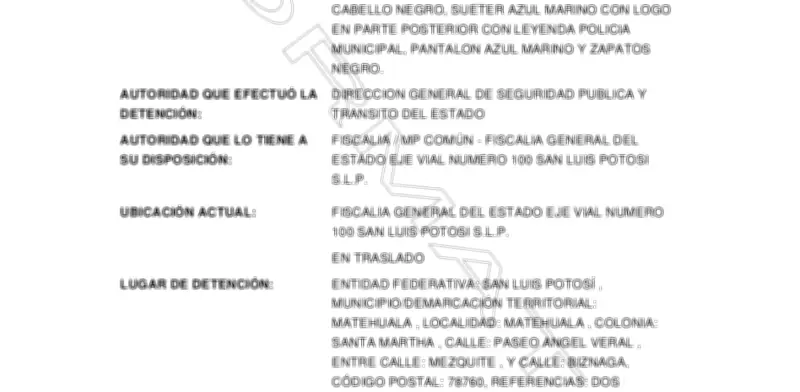 Detienen a comandante policial de Matehuala en operativo especial en San Luis Potosí