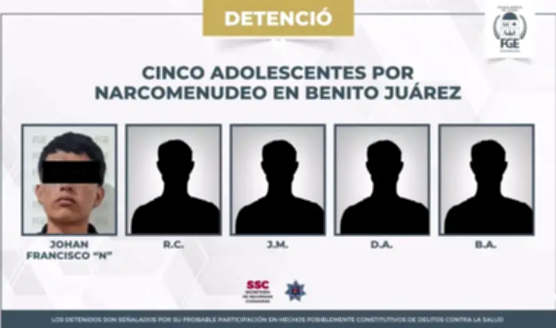 Detienen a cuatro menores y un adulto por vender droga en secundaria de Cancún