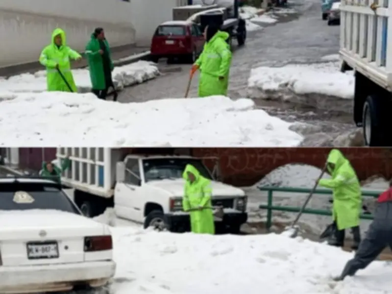 Ecatepec activa Operativo Tormenta tras granizada histórica que cubrió calles de hielo