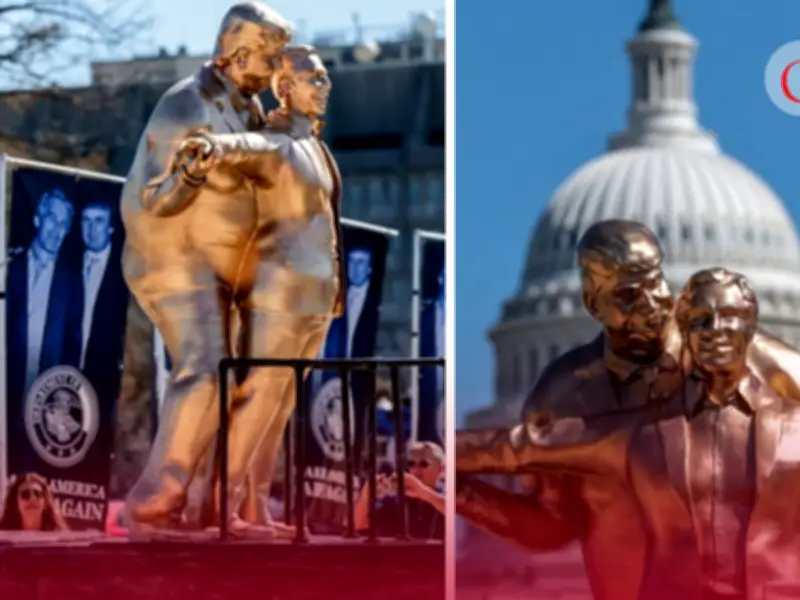 Escultura de Trump y Epstein en Washington: protesta artística en el National Mall