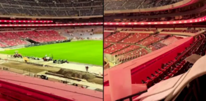 Estadio Azteca despliega nueva iluminación led roja a 90 días del Mundial 2026