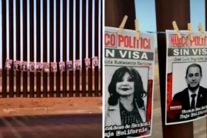 Exhiben con tendedero en Mexicali a políticos sin visa de EU