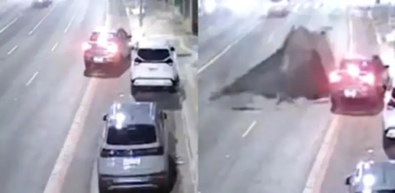 Explosión subterránea genera enorme socavón en Sao Paulo; auto escapa por milagro