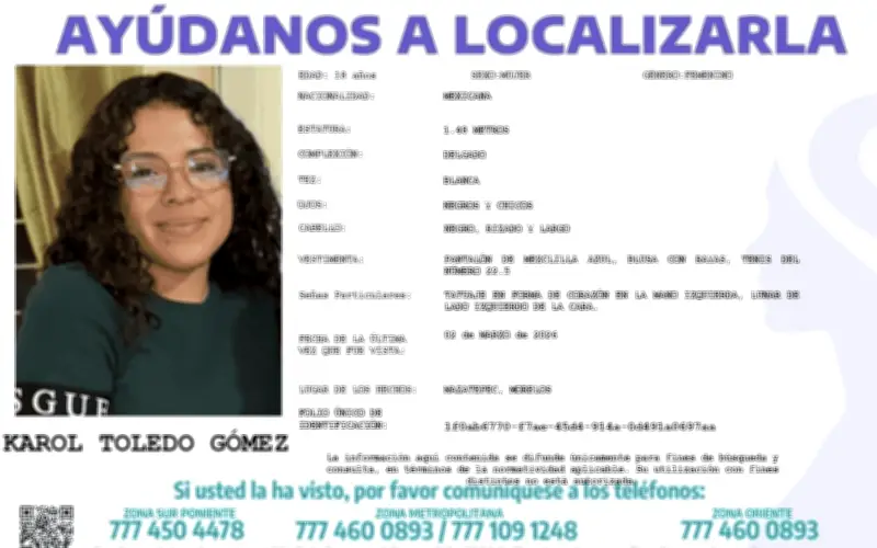 Fiscalía de Morelos confirma muerte de estudiante Karol Toledo; comunidad exige justicia