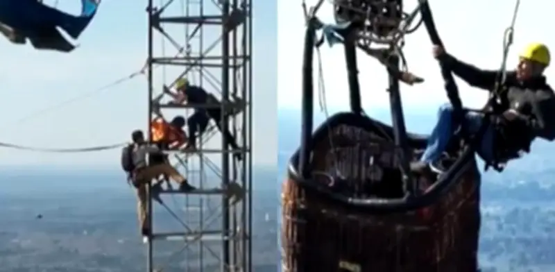 Globo aerostático choca con torre en Texas: rescate épico de bomberos salva dos vidas