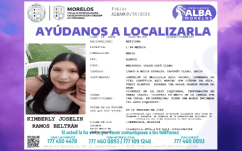 Hallan cuerpo de estudiante UAEM en Chamilpa; hay un detenido por el caso Kimberly