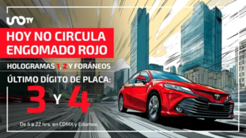Hoy No Circula: Restricción para autos con engomado rojo y placas 3 y 4 este miércoles en CDMX y Edomex