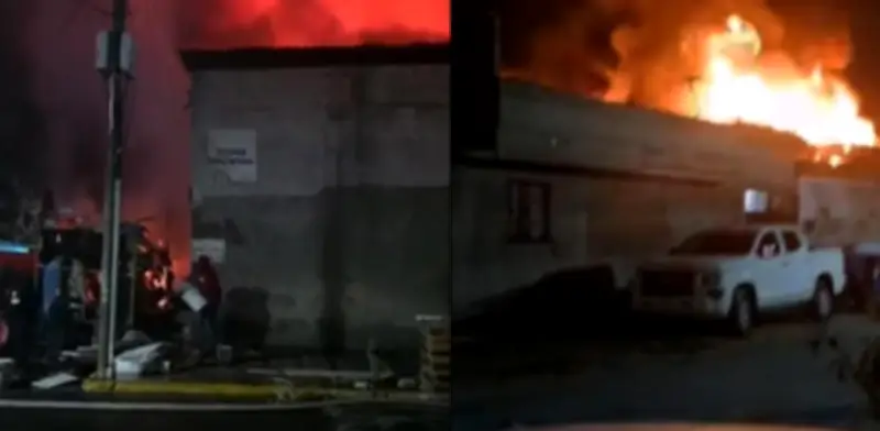 Incendio de gran magnitud consume recicladora de PET en Valle de Chalco, Estado de México