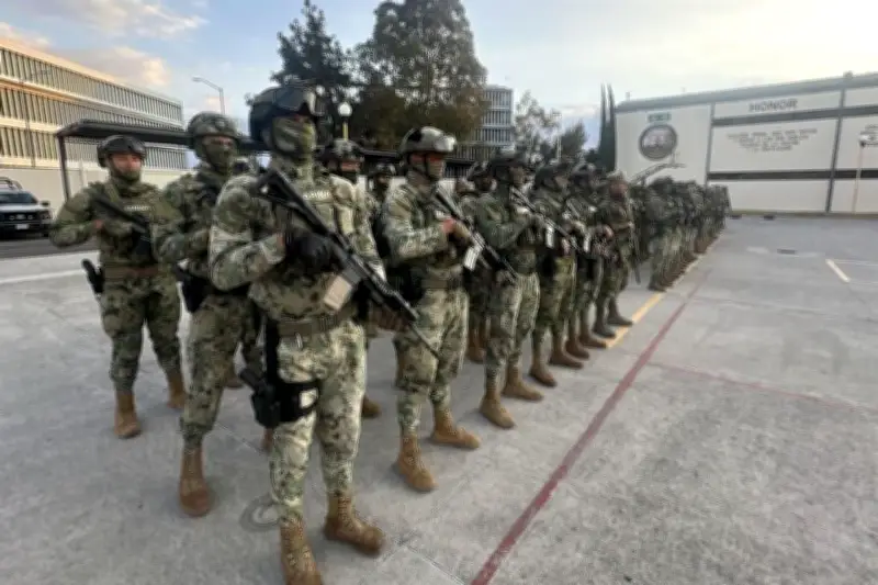 Infantería de Marina se despliega en el Estadio Banorte para reforzar la seguridad