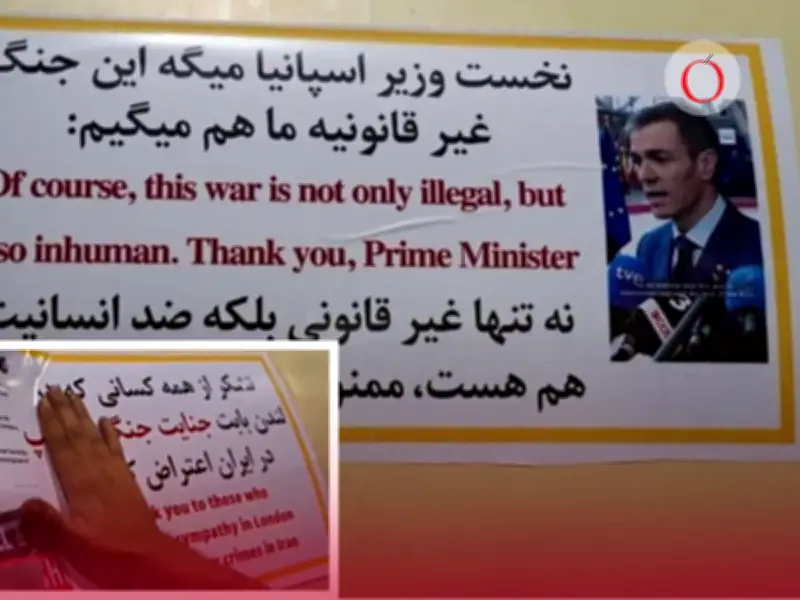 Irán coloca sticker de Pedro Sánchez en misil con mensaje de agradecimiento por críticas