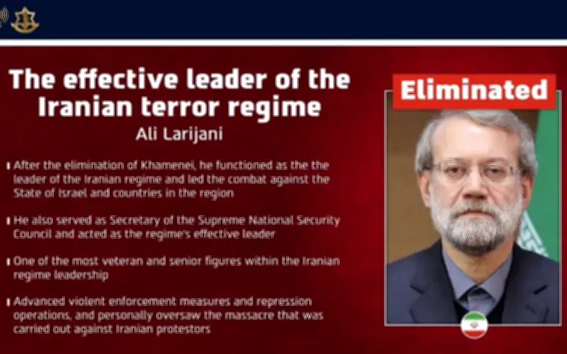 Israel afirma haber eliminado a Ali Lariyani, alto funcionario de seguridad iraní