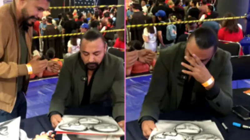 Latin Lover llora al recibir dibujo de Héctor Garza y Perro Aguayo Jr. en emotivo encuentro