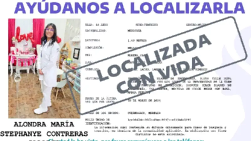 Localizan con vida a Alondra María Stephanye, estudiante de la UAEM desaparecida en Morelos