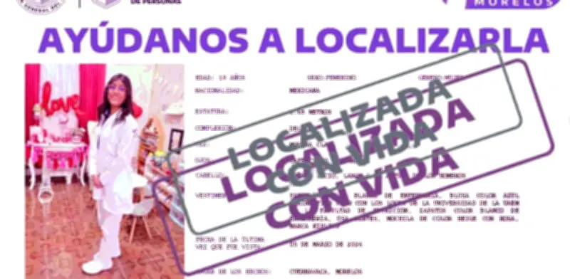 Localizan con vida a estudiante desaparecida de la UAEM en Morelos tras activar Protocolo Alba