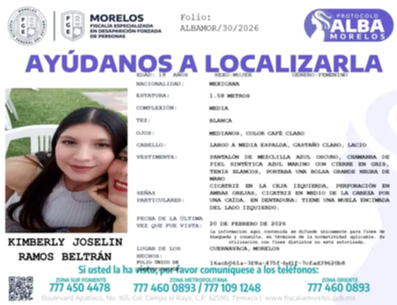 Localizan sin vida a Kimberly Ramos, estudiante de UAEM, tras 11 días de búsqueda en Morelos