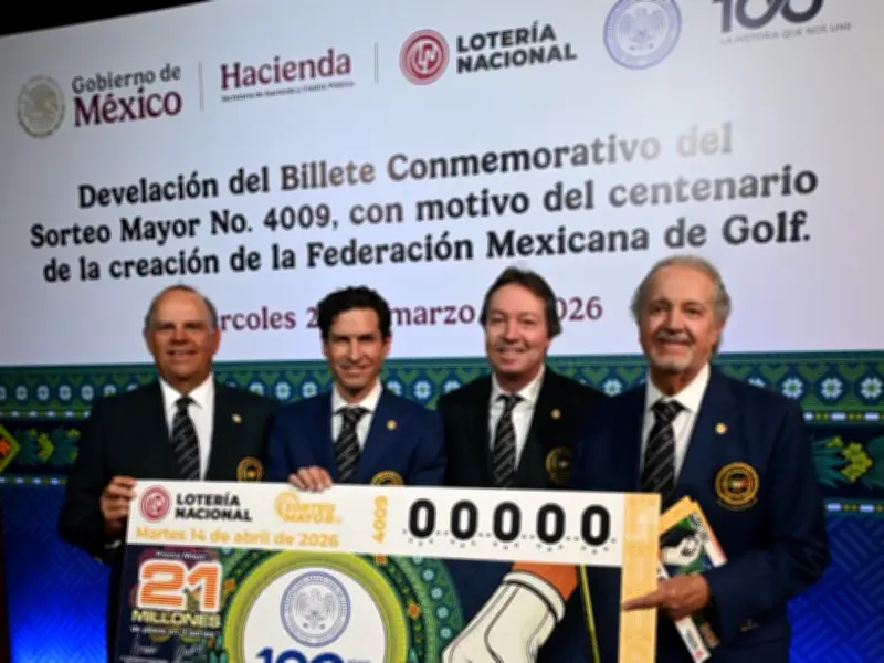 Lotería Nacional lanza billete conmemorativo por centenario de la Federación Mexicana de Golf