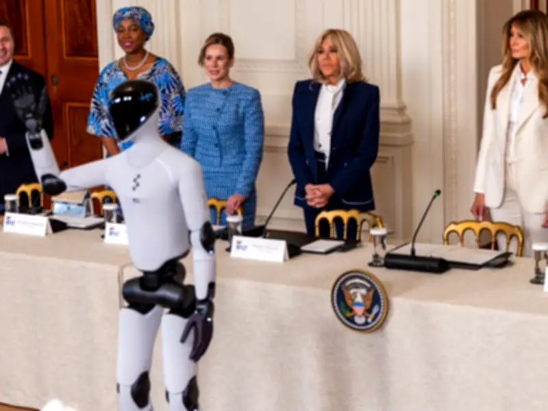 Melania Trump presenta robot con IA en cumbre educativa de la Casa Blanca