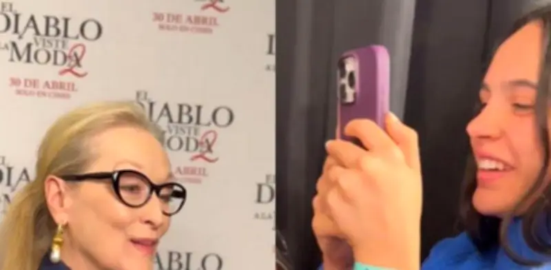 Meryl Streep revive escena icónica del suéter azul con fan en CDMX