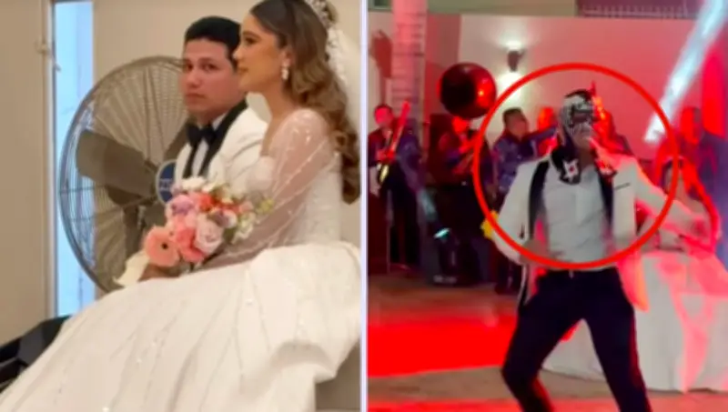 Novio usa máscara de Penta Zero Miedo en su boda y se vuelve viral en redes sociales