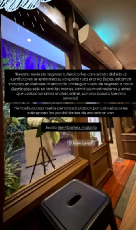 Pareja mexicana varada en Kuala Lumpur por conflicto bélico en Medio Oriente