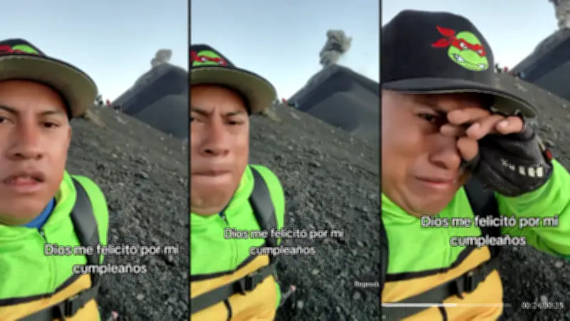 Payaso Poquito llora al recibir 'felicitación divina' de un volcán en su cumpleaños