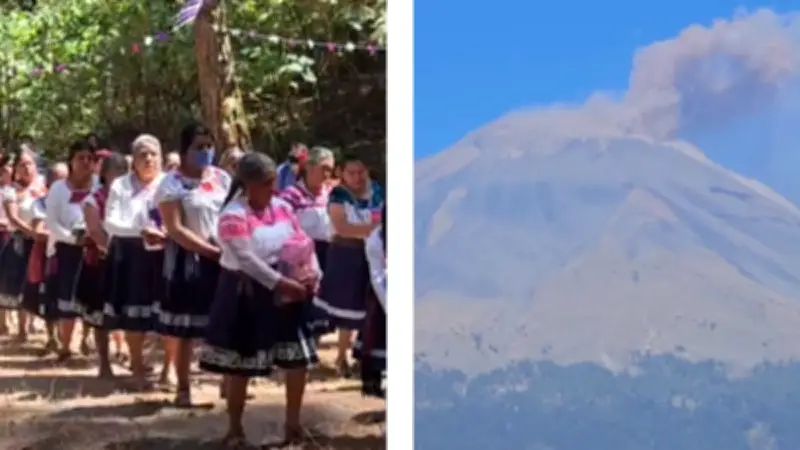 Pobladores celebran cumpleaños del volcán Popocatépetl con rituales y ofrendas ancestrales